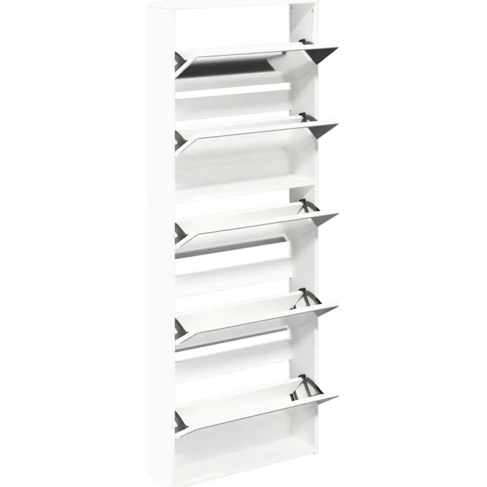 vidaXL Schoenenkast met 5 spiegels 63x17x169,5 cm wit