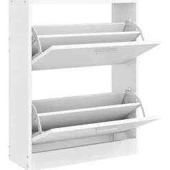 vidaXL Schoenenkast met 2 vakken hout wit