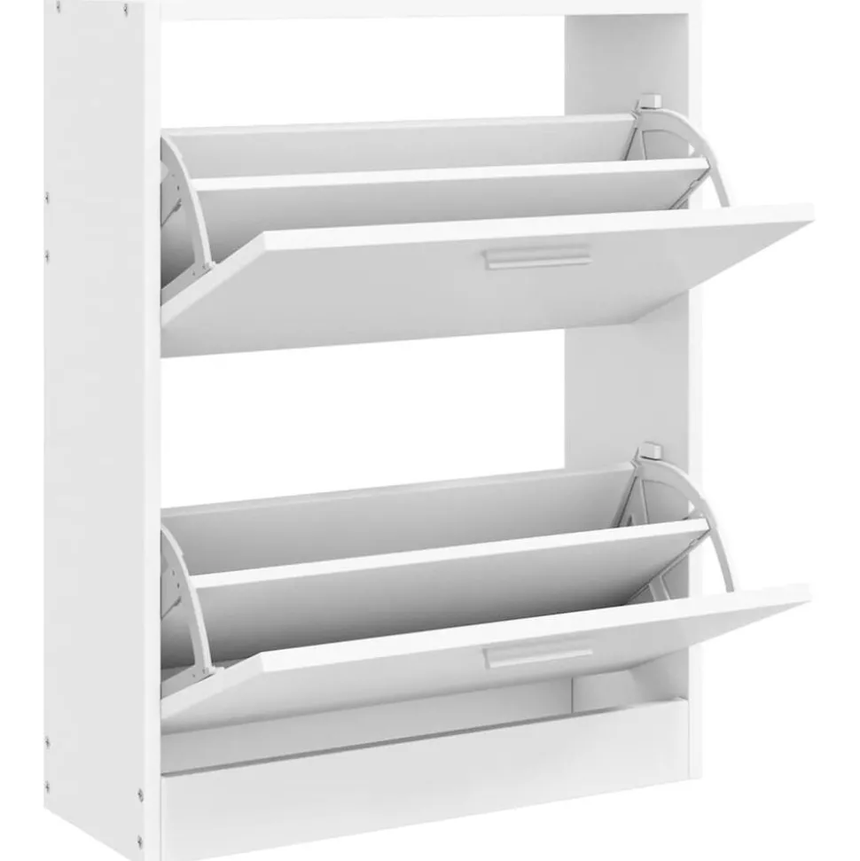 vidaXL Schoenenkast met 2 vakken hout wit