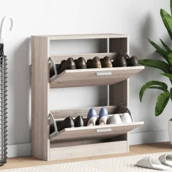 vidaXL Schoenenkast met 2 vakken eiken-look hout