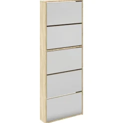 vidaXL Schoenenkast met 5 spiegels 63x17x169,5 cm eikenhout