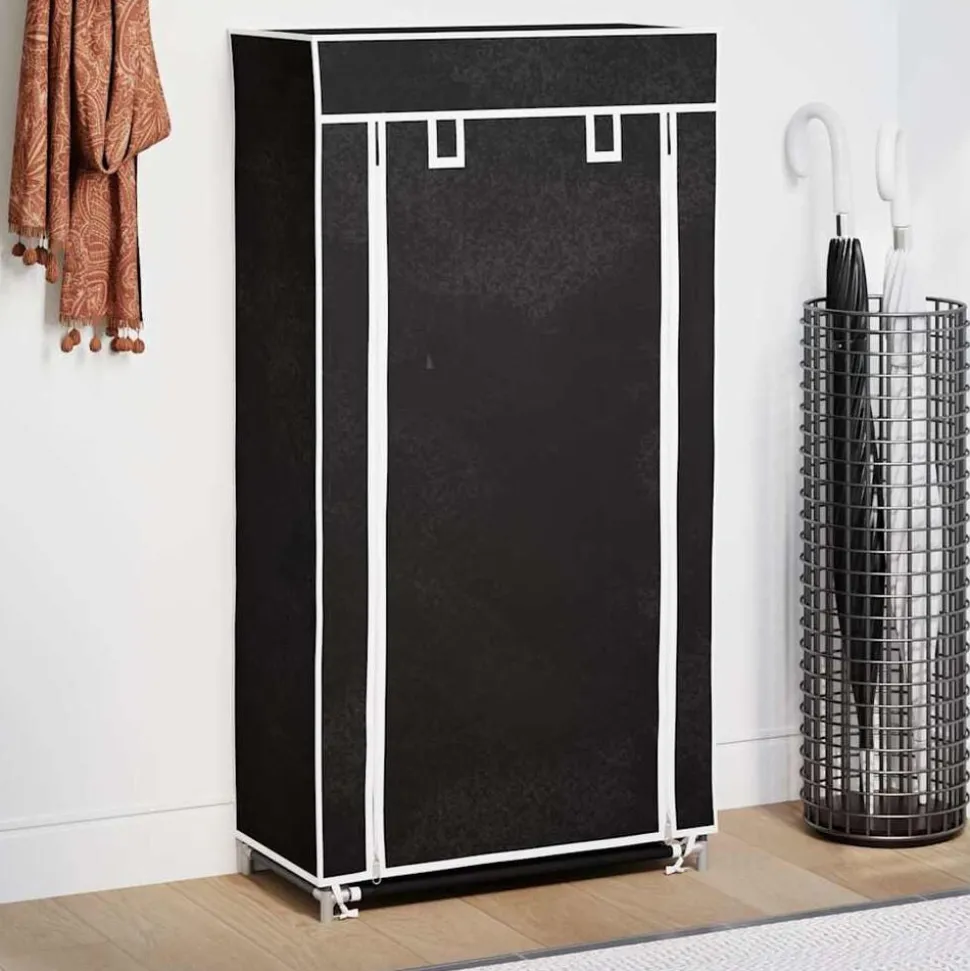 vidaXL Schoenenkast met hoes 58x28x106 stof zwart