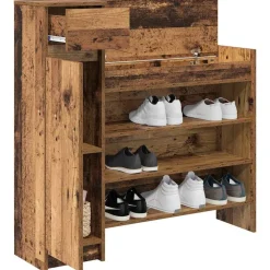 vidaXL Schoenenkast met lade Oudhout 100,5 x 28 x 100 cm Bewerkt hout