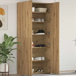 vidaXL Schoenenkast met plank Bruin 80 x 35.5 x 180 cm Bewerkt hout