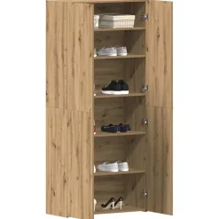 vidaXL Schoenenkast met plank Bruin 80 x 35.5 x 180 cm Bewerkt hout