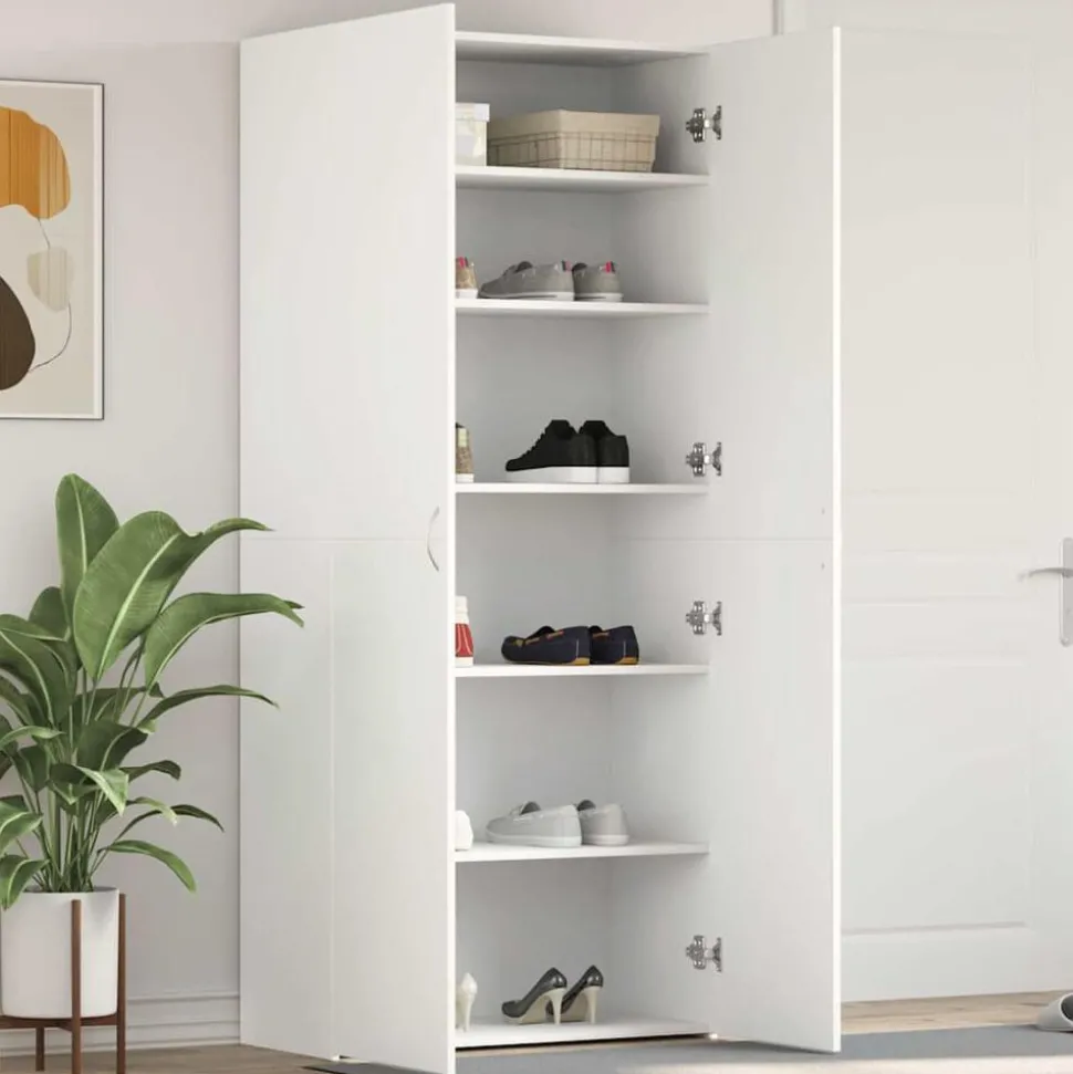 vidaXL Schoenenkast met plank Wit 80 x 35.5 x 180 cm Bewerkt hout