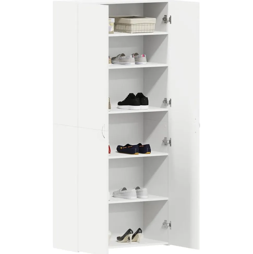 vidaXL Schoenenkast met plank Wit 80 x 35.5 x 180 cm Bewerkt hout