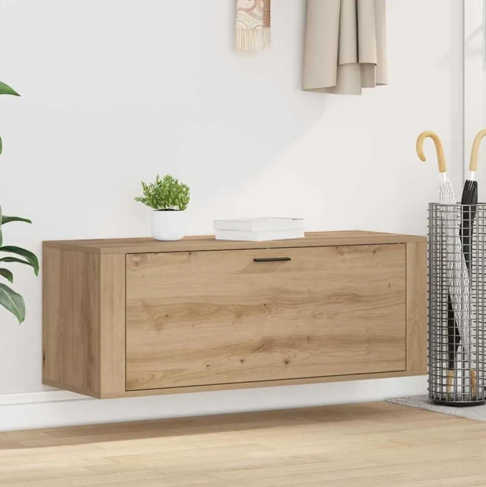 vidaXL Schoenenkast met plank artisanaal eikenkleurig 100 x 35 x 38 cm