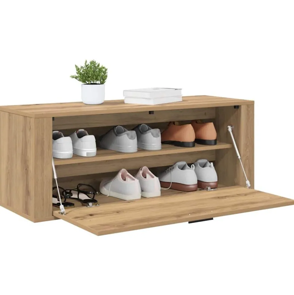 vidaXL Schoenenkast met plank artisanaal eikenkleurig 100 x 35 x 38 cm