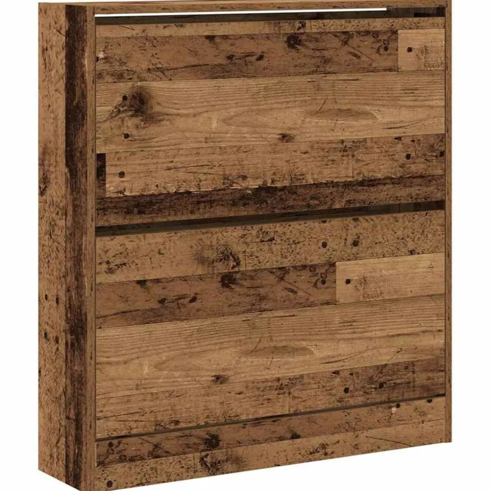 vidaXL Schoenenkast met plank Oudhout 80 x 21 x 87,5 cm Bewerkt hout
