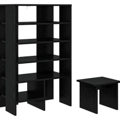 vidaXL Schoenenkast met plank 2 pcs Zwart Eiken Bewerkt hout