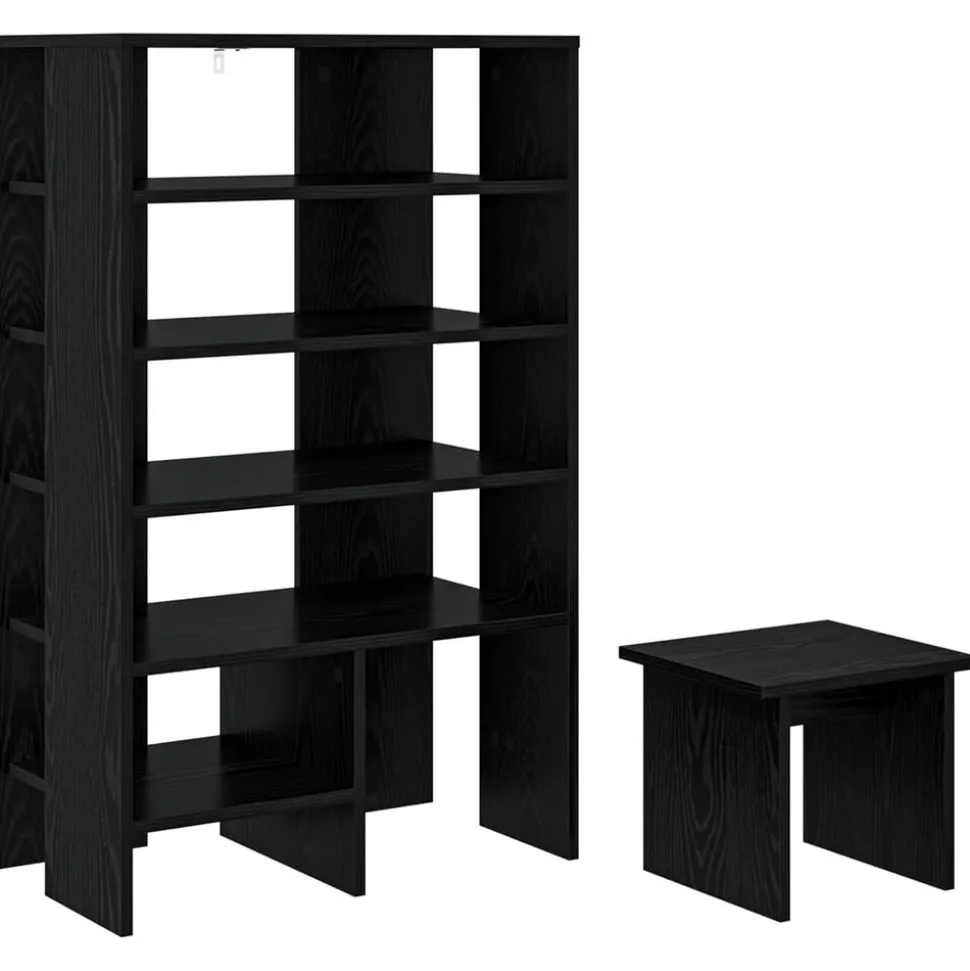 vidaXL Schoenenkast met plank 2 pcs Zwart Eiken Bewerkt hout