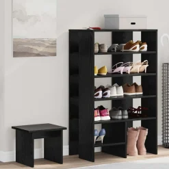 vidaXL Schoenenkast met plank 2 pcs Zwart Eiken Bewerkt hout