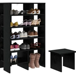 vidaXL Schoenenkast met plank 2 pcs Zwart Eiken Bewerkt hout