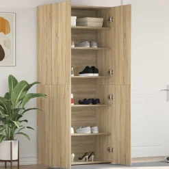 vidaXL Schoenenkast met plank Bruin 80 x 35.5 x 180 cm Bewerkt hout