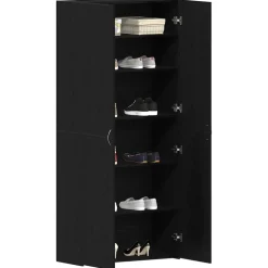 vidaXL Schoenenkast met plank Zwart 80 x 35.5 x 180 cm Bewerkt hout
