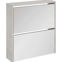 vidaXL Schoenenkast met spiegel 2-laags 63x17x67 cm betongrijs