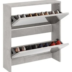 vidaXL Schoenenkast met spiegel 2-laags 63x17x67 cm betongrijs