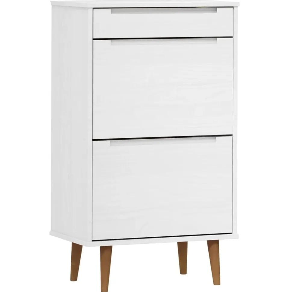 vidaXL Schoenenkast MOLDE 59,5x35x103 cm massief grenenhout wit