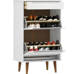 vidaXL Schoenenkast MOLDE 59,5x35x103 cm massief grenenhout wit