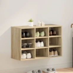 vidaXL Schoenenkast Sonoma Eiken 77,5 x 30 x 51 cm Bewerkt hout