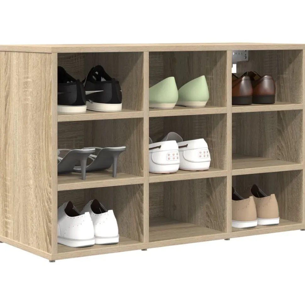 vidaXL Schoenenkast Sonoma Eiken 77,5 x 30 x 51 cm Bewerkt hout