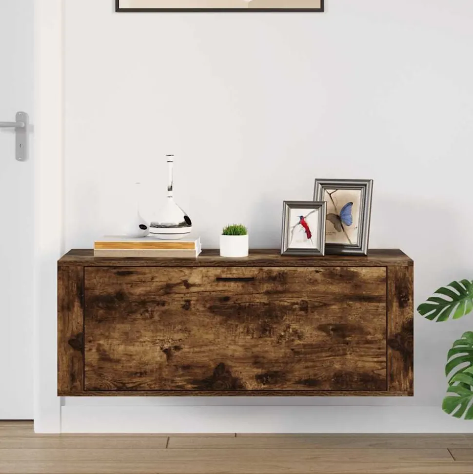 vidaXL Schoenenkast wandgemonteerd 100x35x38 cm bewerkt hout eiken
