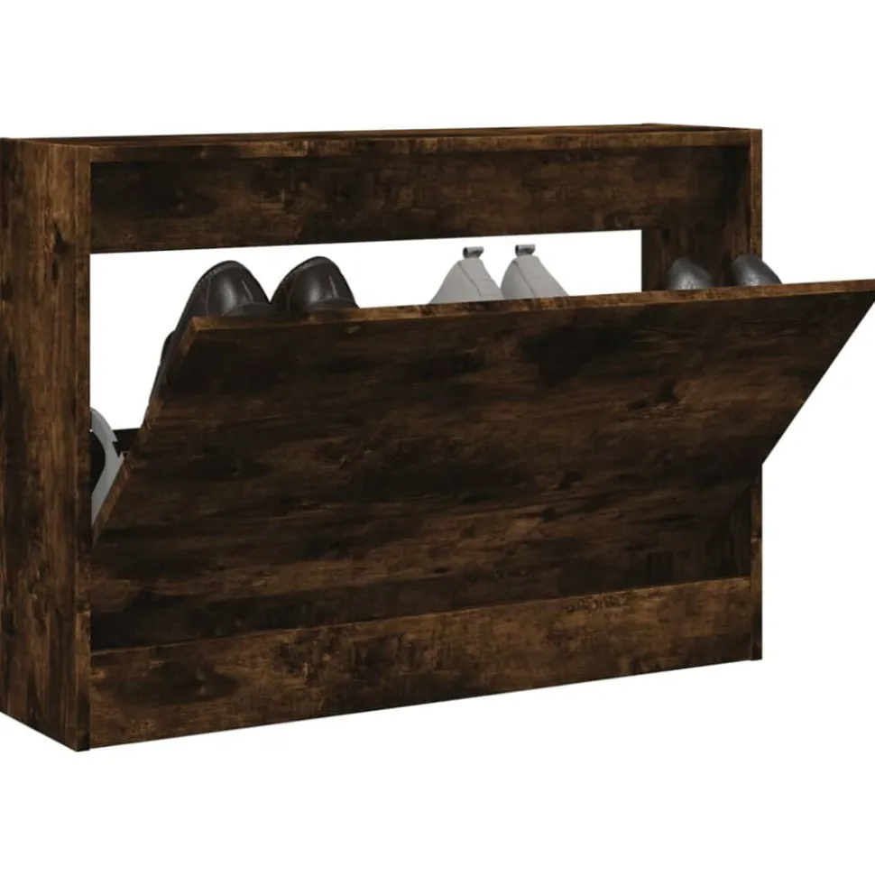 vidaXL Schoenenkast 80x21x57 cm bewerkt hout gerookt eikenkleurig