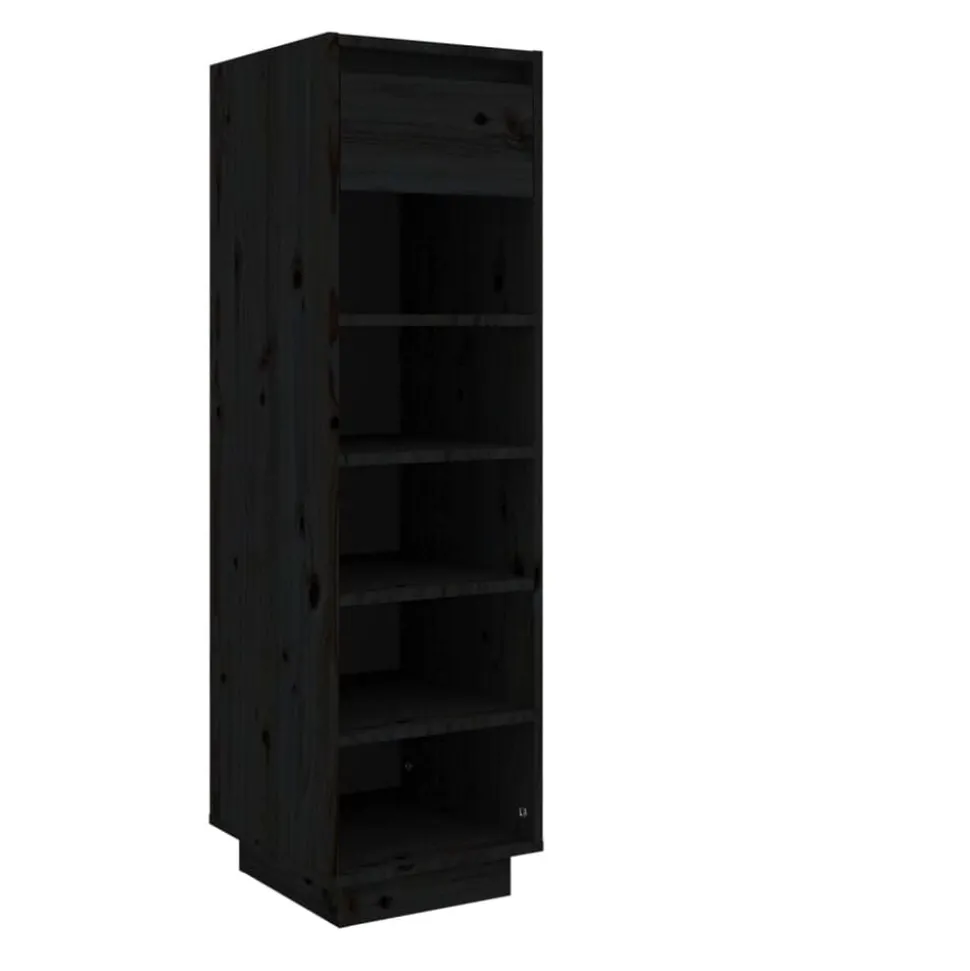 vidaXL Schoenenkast 30x34x105 cm massief grenenhout zwart