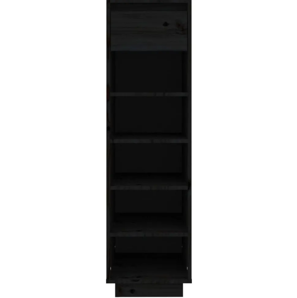 vidaXL Schoenenkast 30x34x105 cm massief grenenhout zwart