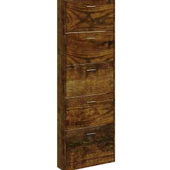 vidaXL Schoenenkast 59x17x169 cm bewerkt hout gerookt eikenkleurig