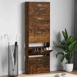 vidaXL Schoenenkast 59x17x169 cm bewerkt hout gerookt eikenkleurig