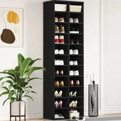 vidaXL Schoenenkast 54x34x183 cm spaanplaat zwart eikenkleurig