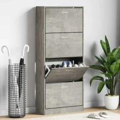 vidaXL Schoenenkast 63x24x147 cm bewerkt hout betongrijs