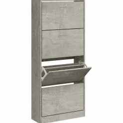 vidaXL Schoenenkast 63x24x147 cm bewerkt hout betongrijs
