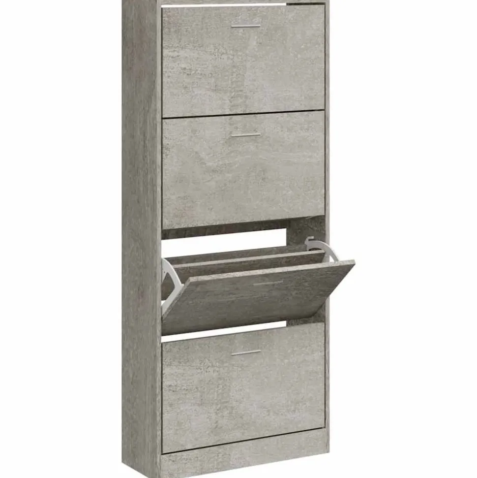 vidaXL Schoenenkast 63x24x147 cm bewerkt hout betongrijs