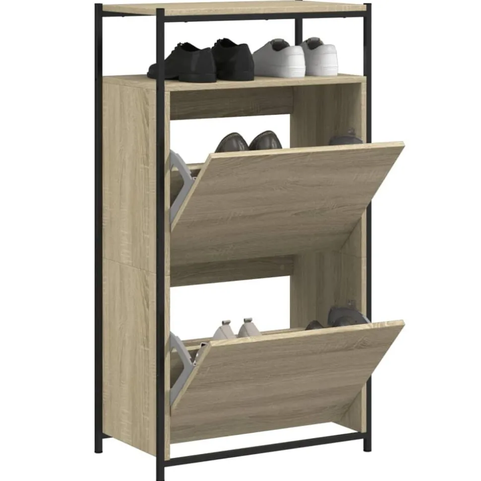 vidaXL Schoenenkast 60x34x112 cm bewerkt hout sonoma eikenkleurig