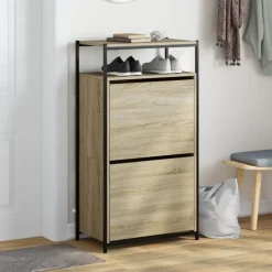 vidaXL Schoenenkast 60x34x112 cm bewerkt hout sonoma eikenkleurig