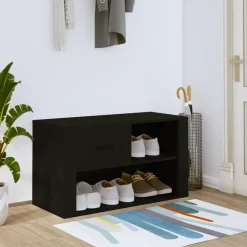 vidaXL Schoenenkast 80x35x45 cm bewerkt hout zwart