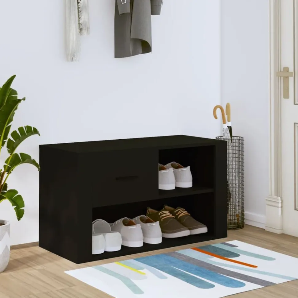 vidaXL Schoenenkast 80x35x45 cm bewerkt hout zwart