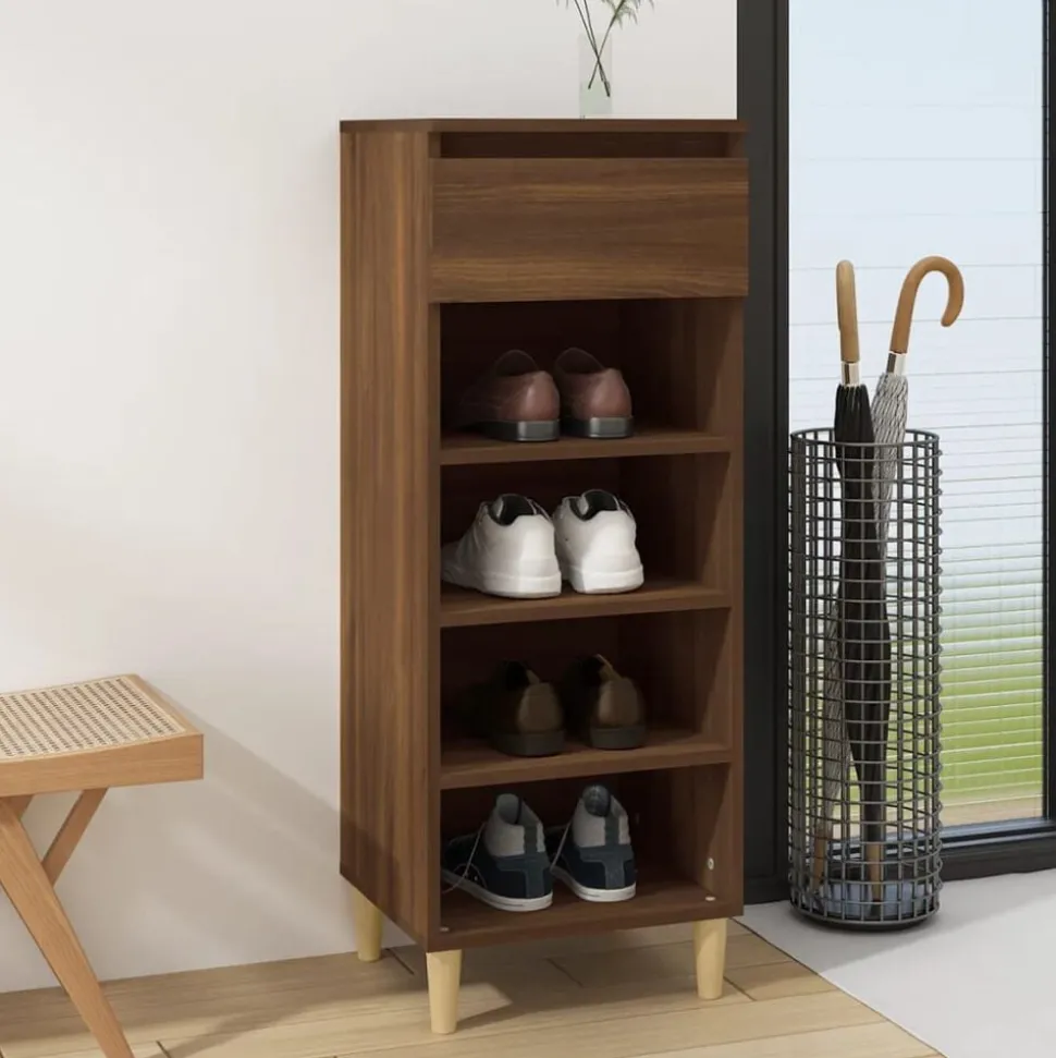 vidaXL Schoenenkast 40x36x105 cm bewerkt hout bruin eikenkleur
