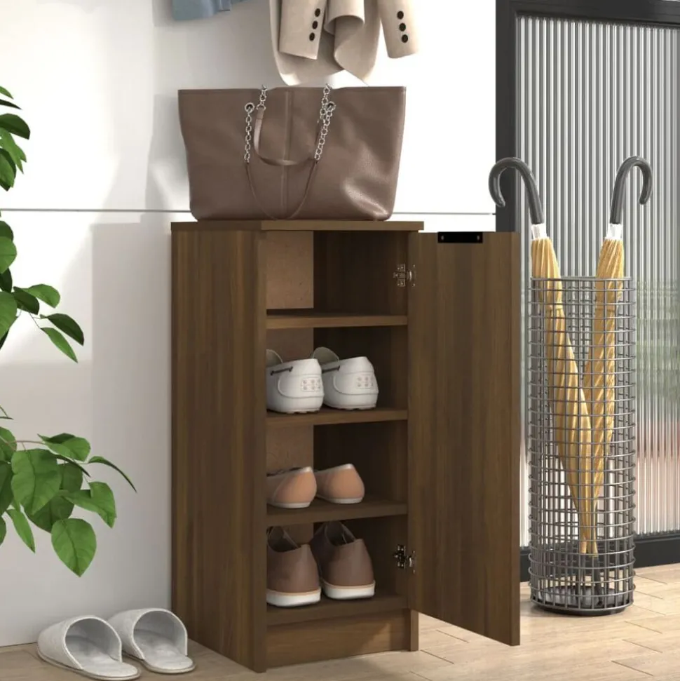 vidaXL Schoenenkast 30x35x70 cm bewerkt hout bruin eikenkleur