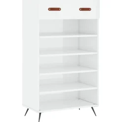 vidaXL Schoenenkast 60x35x105 cm bewerkt hout hoogglans wit