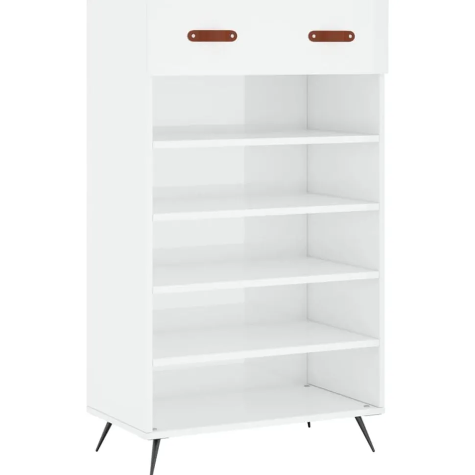 vidaXL Schoenenkast 60x35x105 cm bewerkt hout hoogglans wit