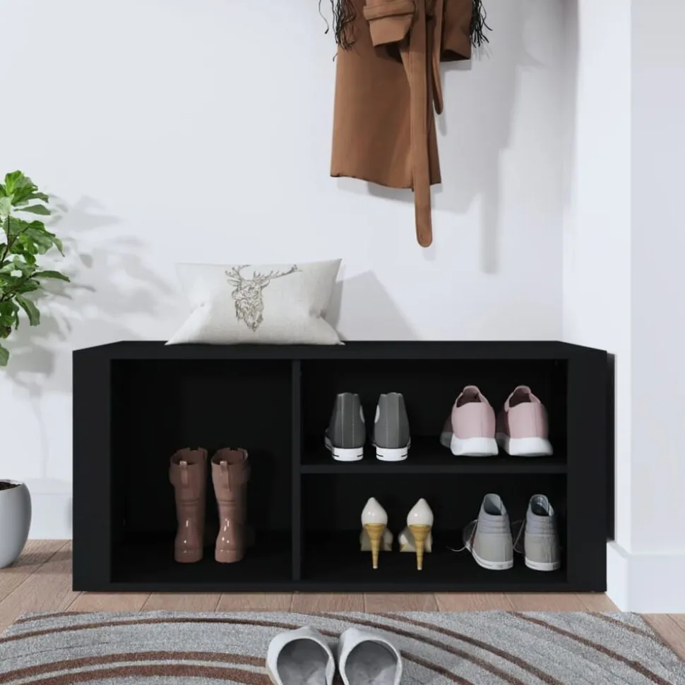 vidaXL Schoenenkast 100x35x45 cm bewerkt hout zwart