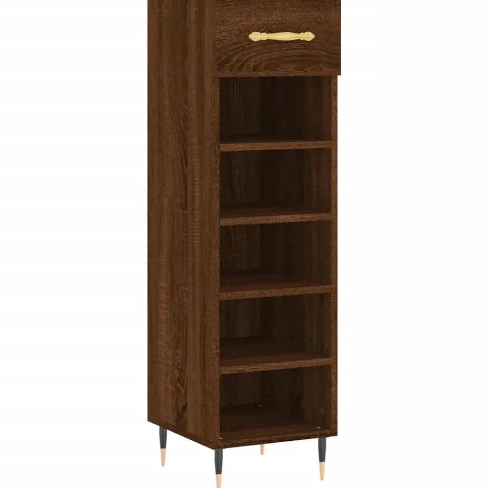 vidaXL Schoenenkast 30x35x105 cm bewerkt hout bruin eikenkleur