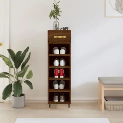 vidaXL Schoenenkast 30x35x105 cm bewerkt hout bruin eikenkleur