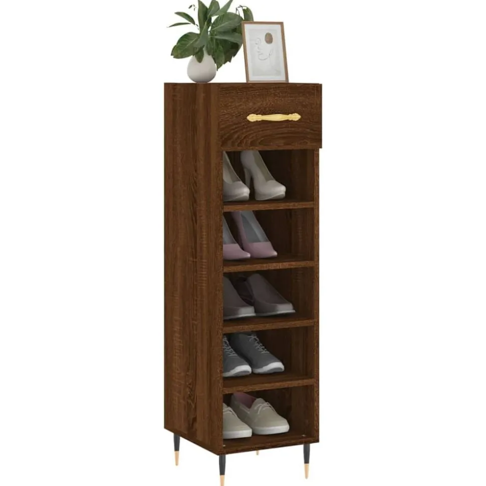 vidaXL Schoenenkast 30x35x105 cm bewerkt hout bruin eikenkleur