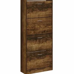 vidaXL Schoenenkast 63x24x147 cm bewerkt hout gerookt eikenkleurig