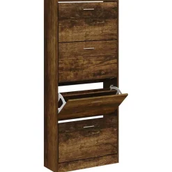 vidaXL Schoenenkast 63x24x147 cm bewerkt hout gerookt eikenkleurig